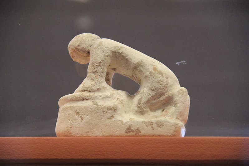 Ancient Egypt Terracotta Figurine Kneading Bread
