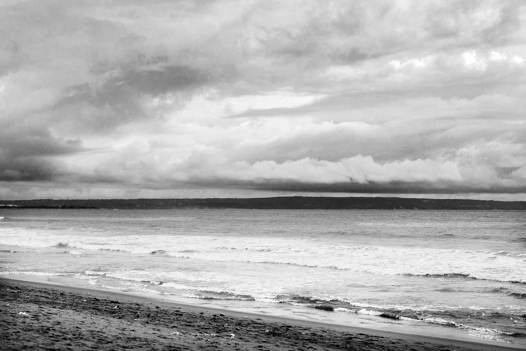 Ocean Shoreline in Black and White