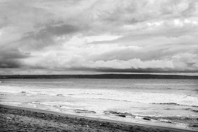 Ocean Shoreline in Black and White
