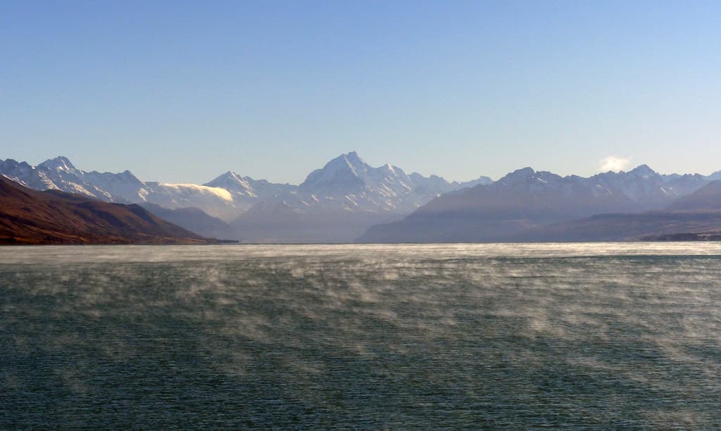 Misty Lake Pukaki and Mt Cook.
