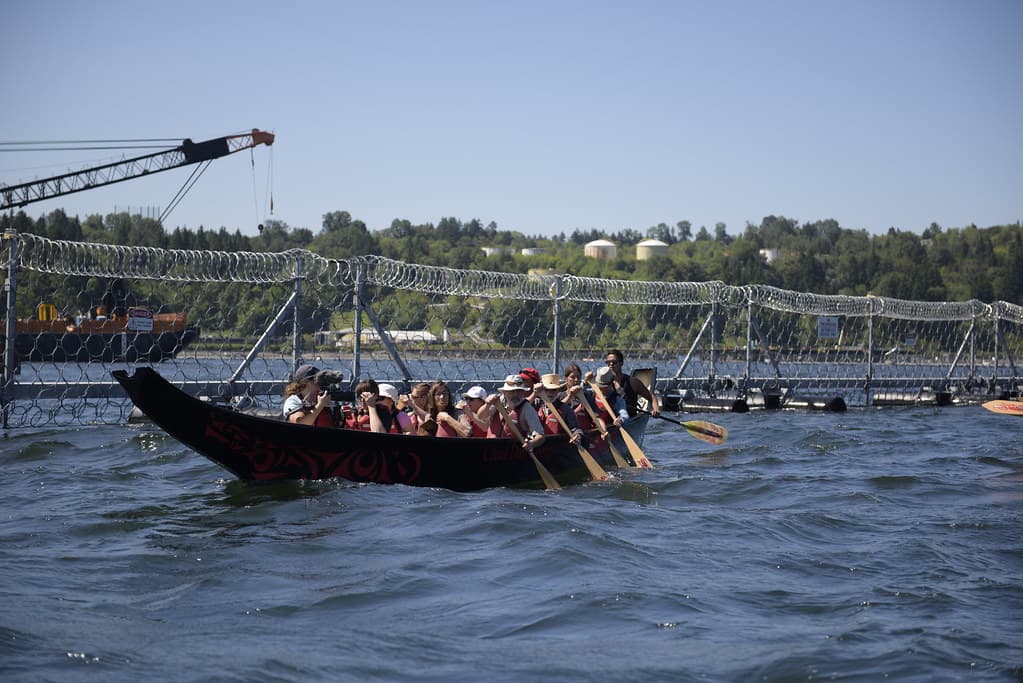 Canoes Blocked by Kinder Morgan's Razor Wire Fence
