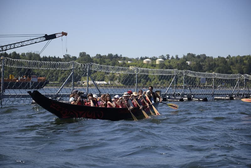 Canoes Blocked by Kinder Morgan's Razor Wire Fence