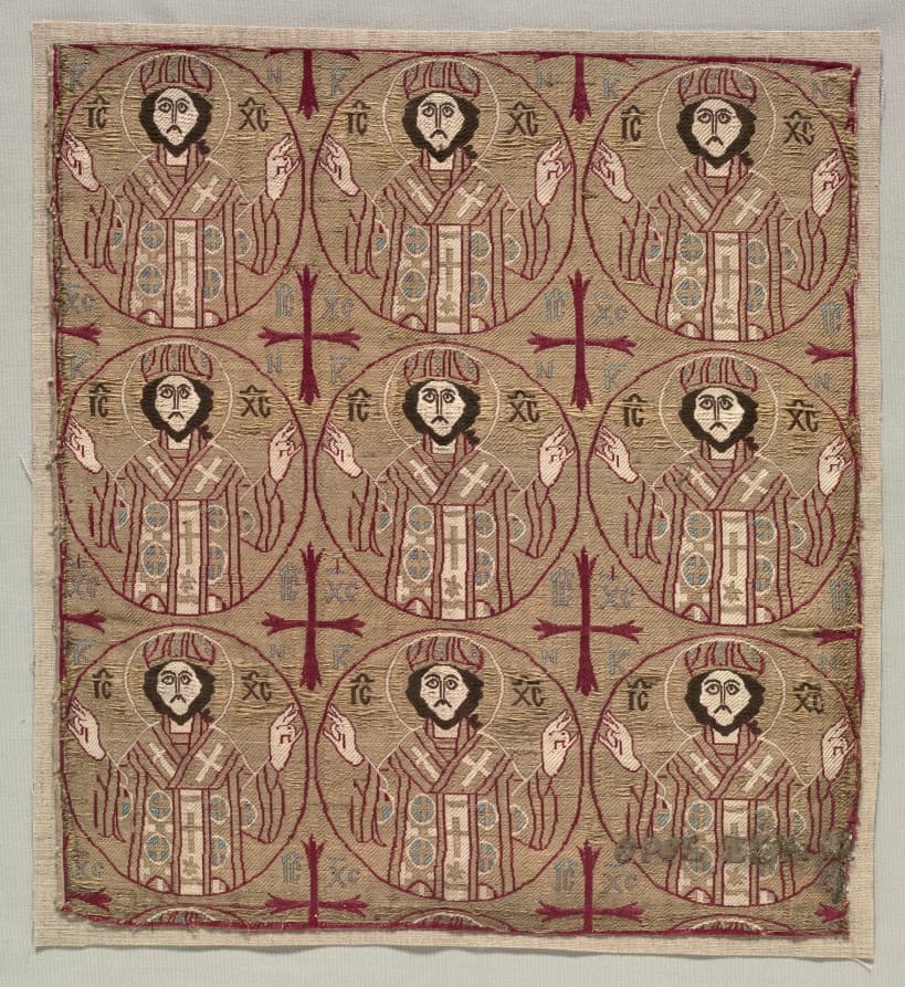 Lampas with roundels of the image of Christ in benedictory pose