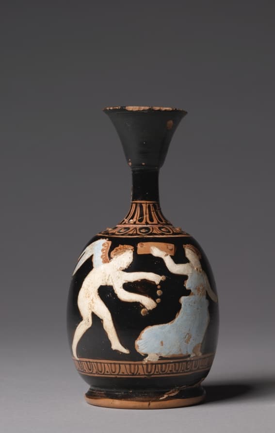 Red-Figure Squat Lekythos (Oil Vessel): Eros and Woman