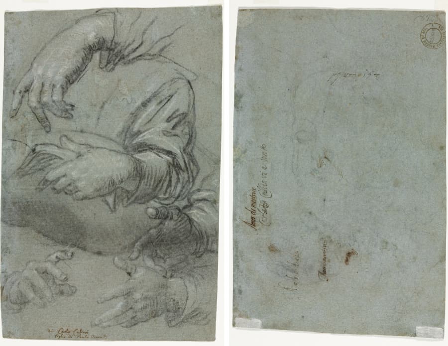 Studies of Hands (recto); Sketch of a Child's Head (verso)