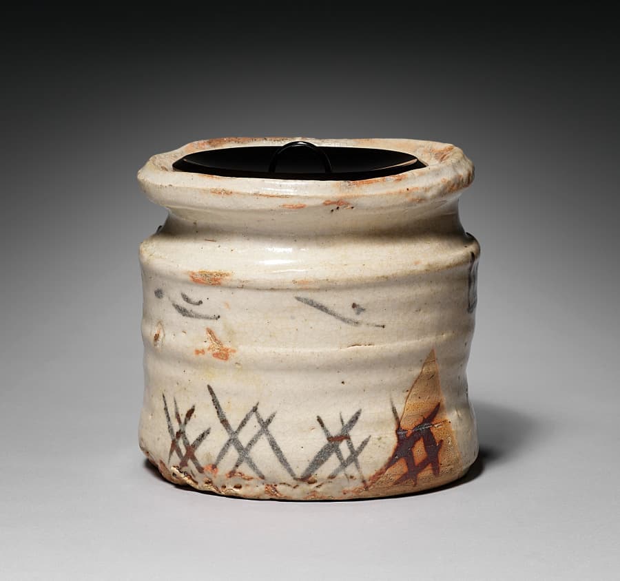 Water Container (Mizusashi) with Riverscape