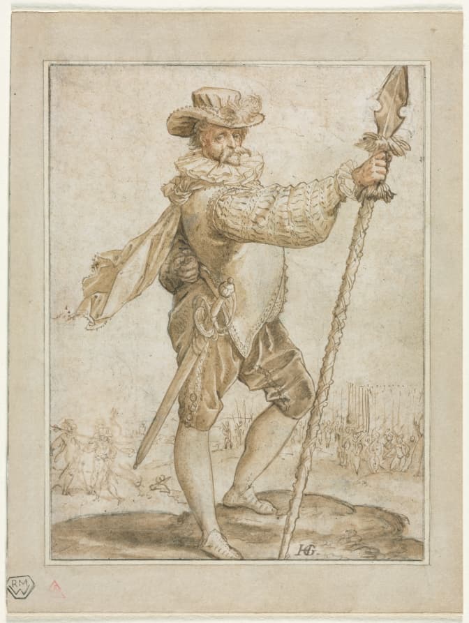 Standing Officer Holding a Boar's Spear