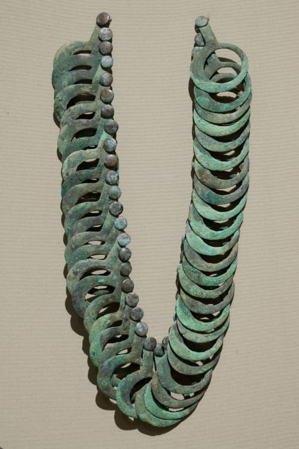Bronze Necklace with Hanging Pendants