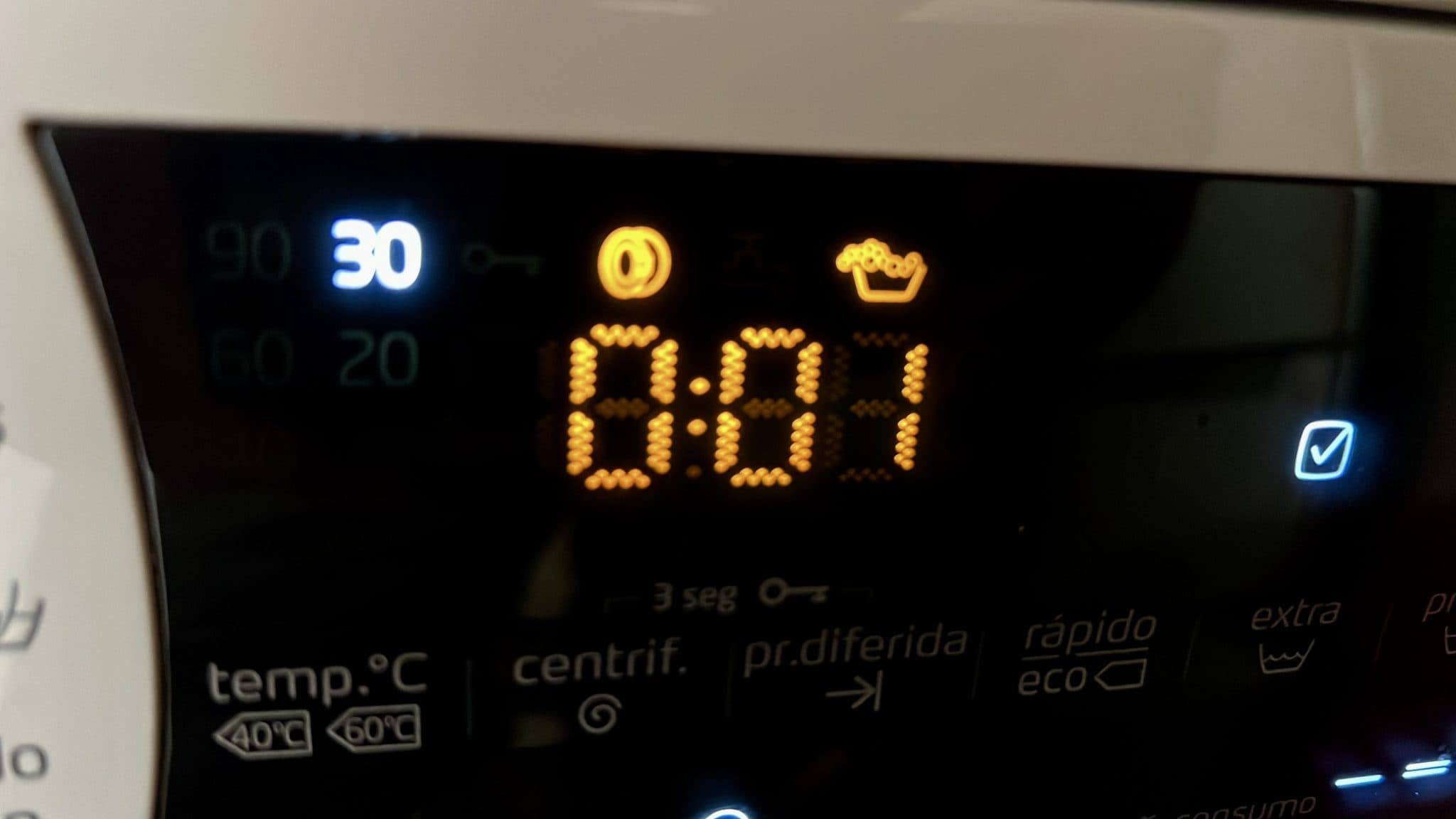 Clock, display, washing