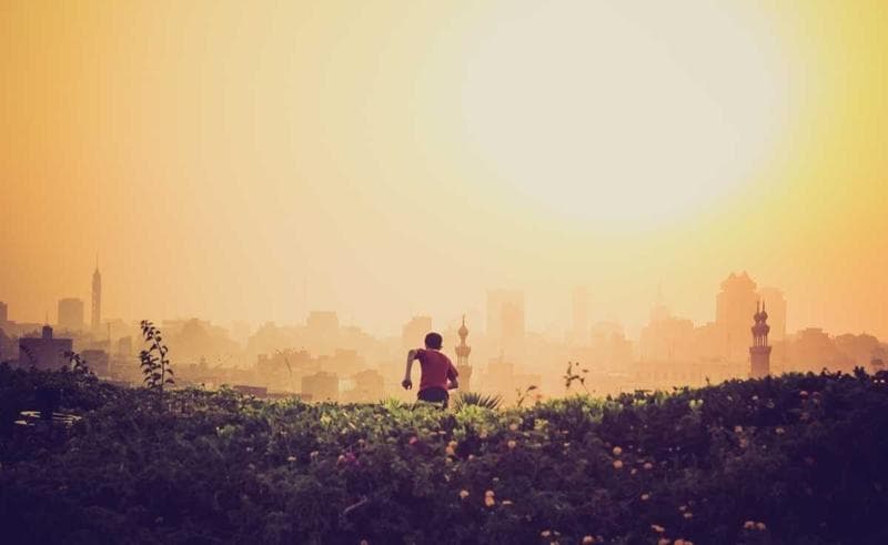 Running through a field