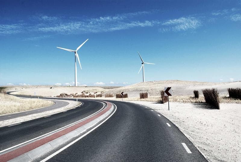Turbines along the road