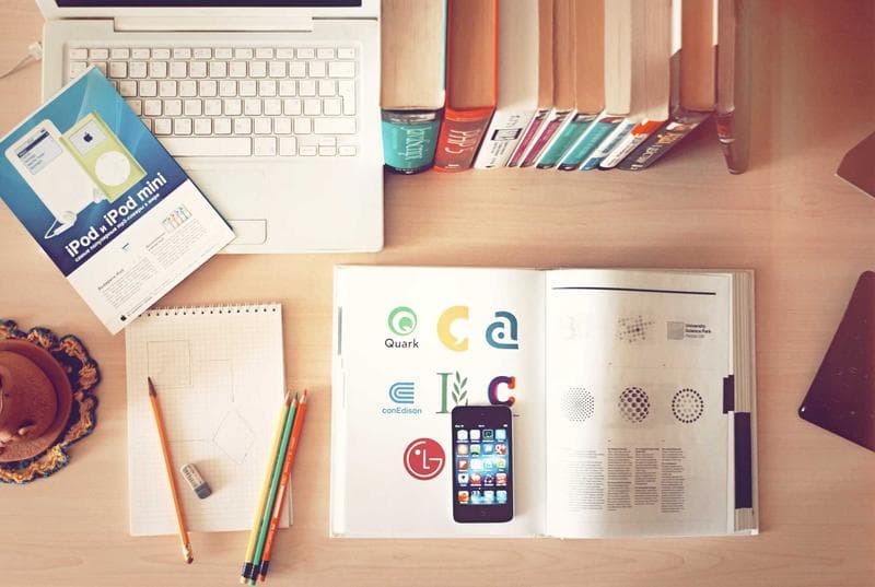 Books and a keyboard