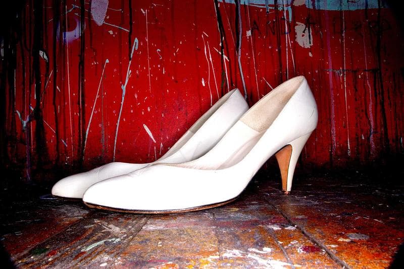 White heels on red