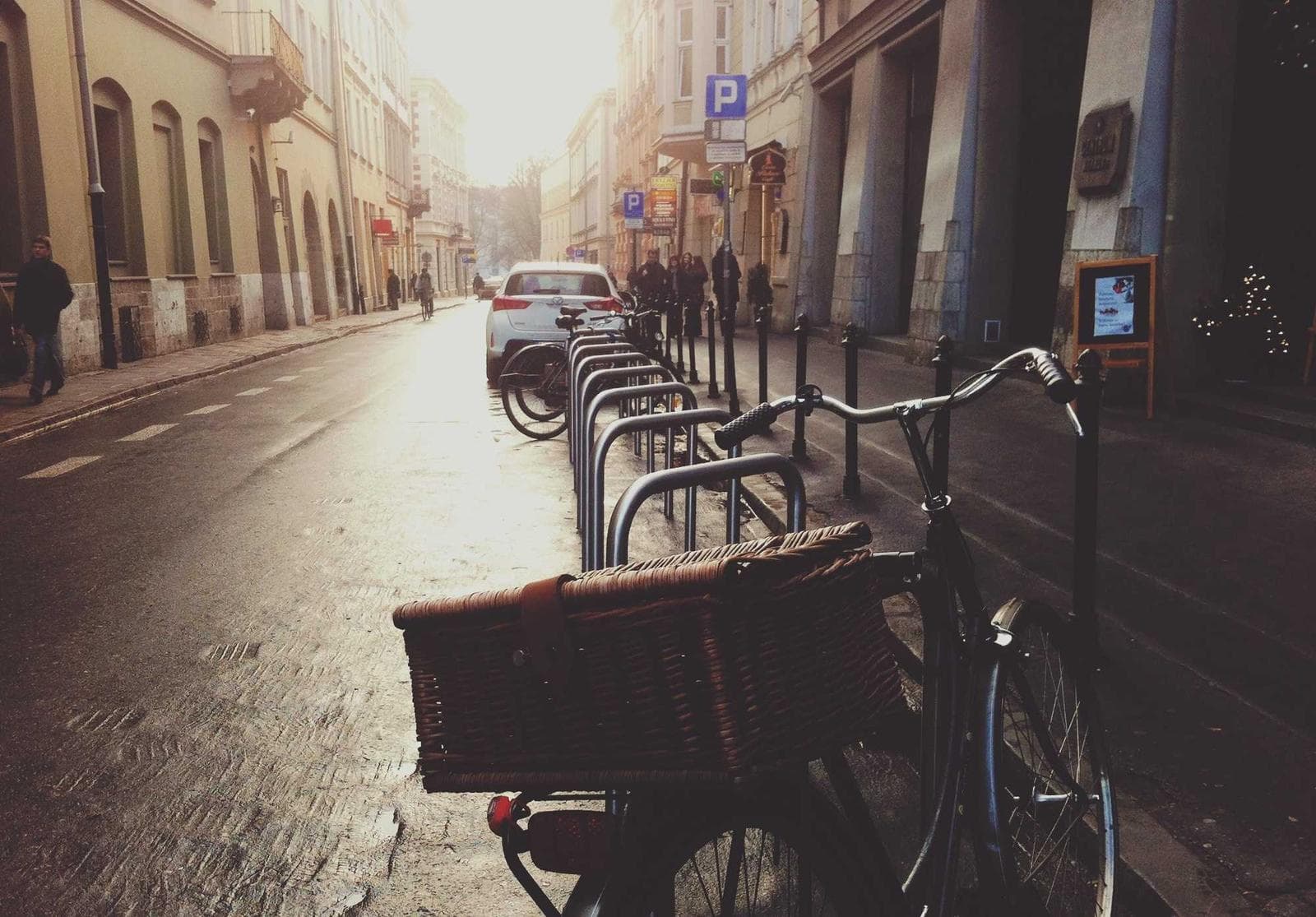 Bicycle on a wet street