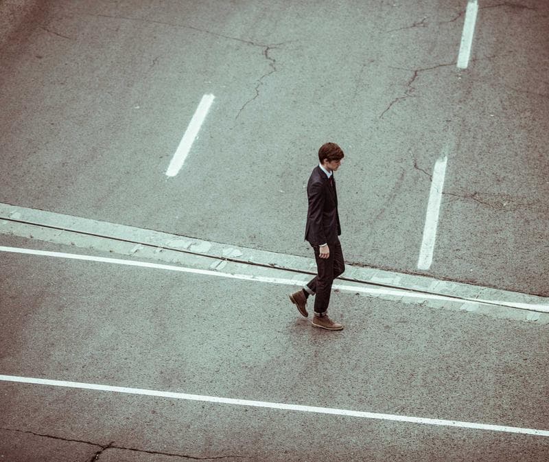 Walking down the road