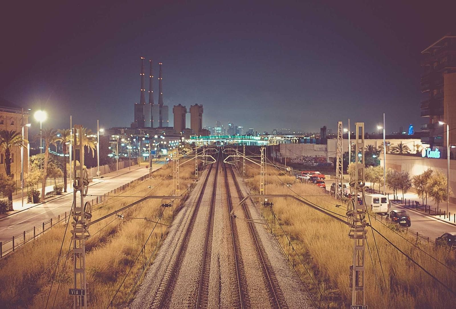 Railway at night