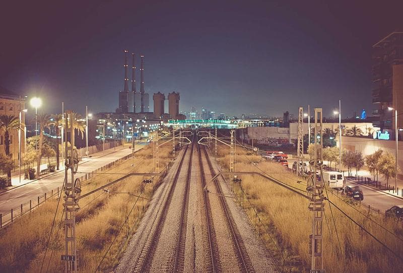 Railway at night