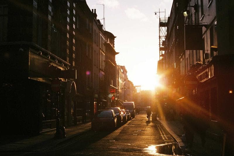 Sun down the street