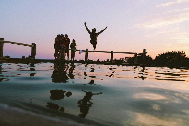 Jumping on the pier