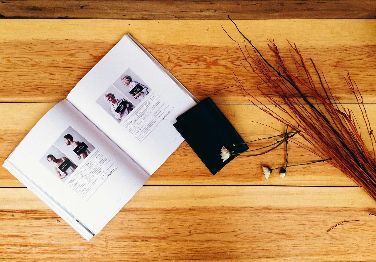 Notebook on wood