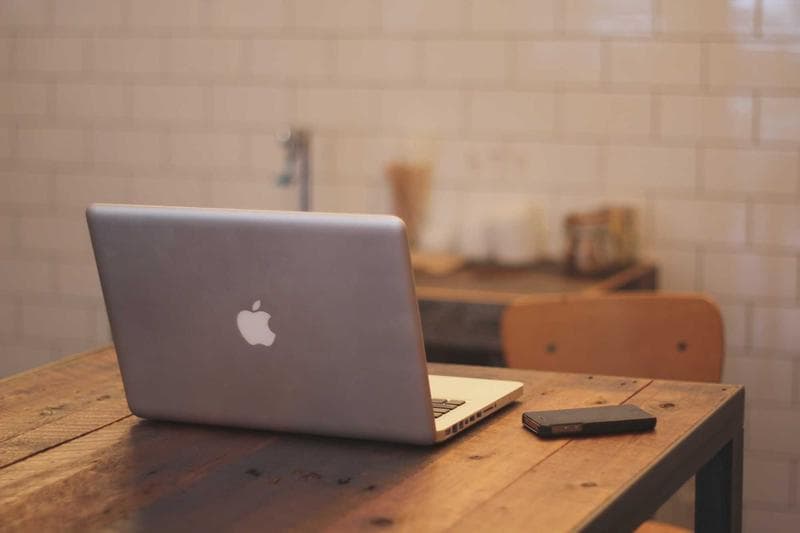 Laptop at a bright desk