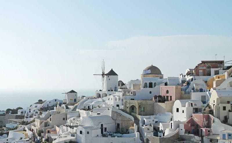 White village above the sea