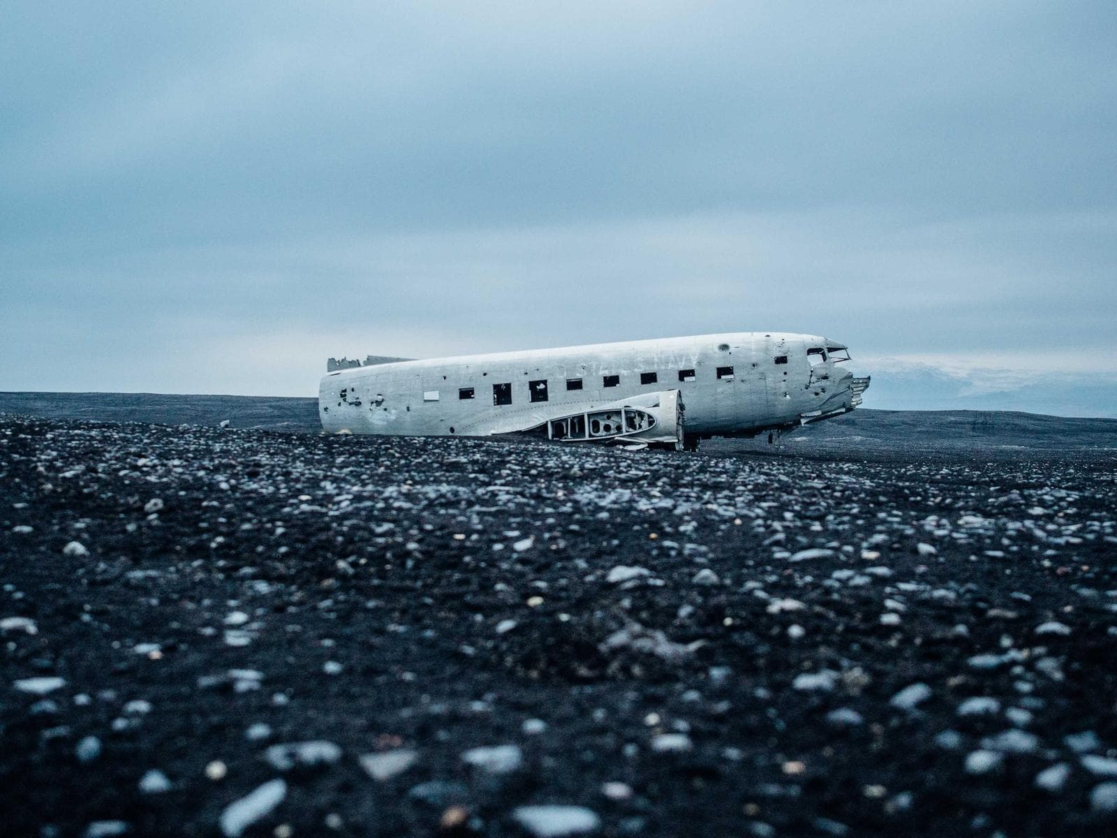 Wreck on black sand