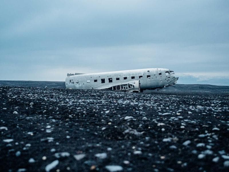 Wreck on black sand