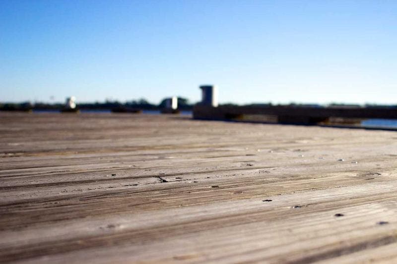 Wooden deck and sky