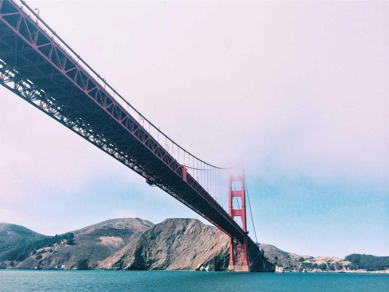 Bridge, pink sky