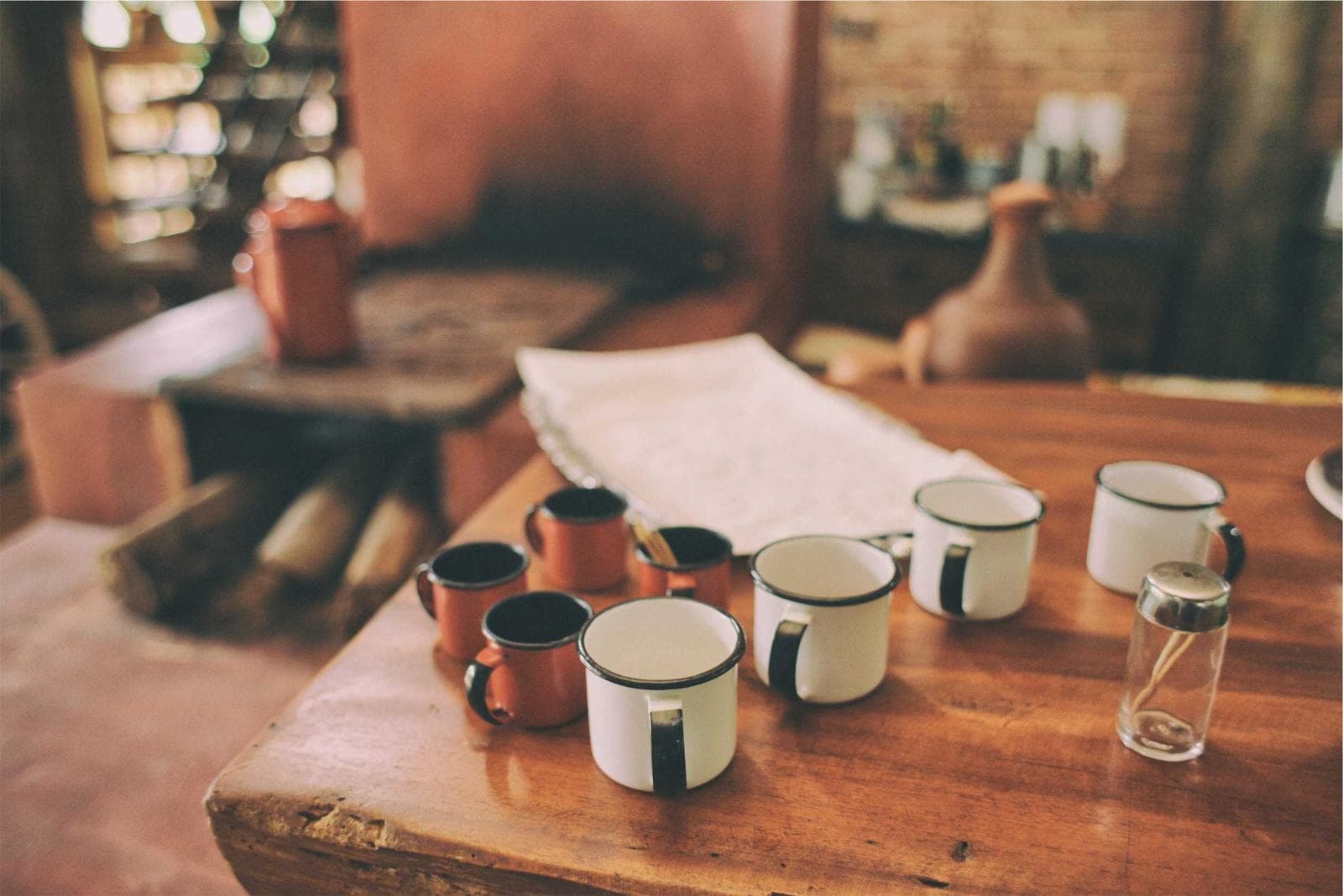 Cups on a table