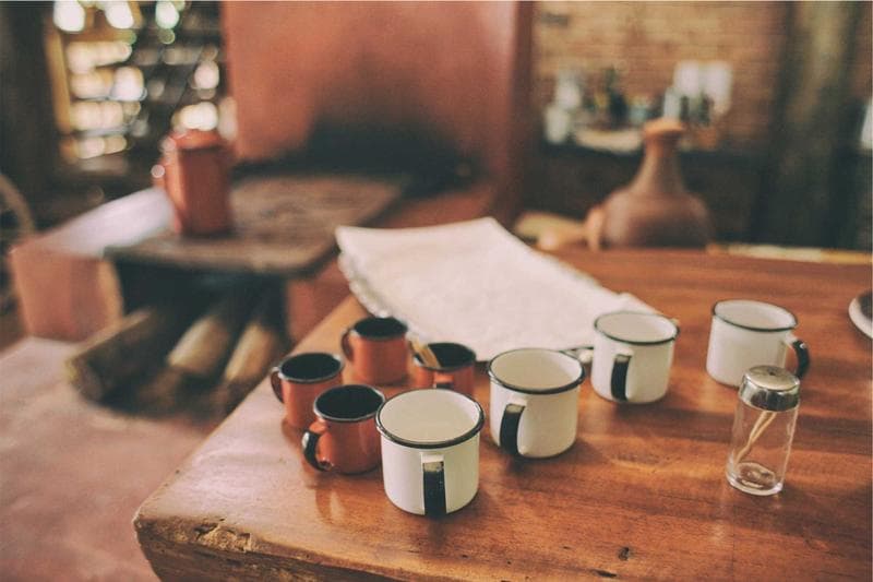 Cups on a table