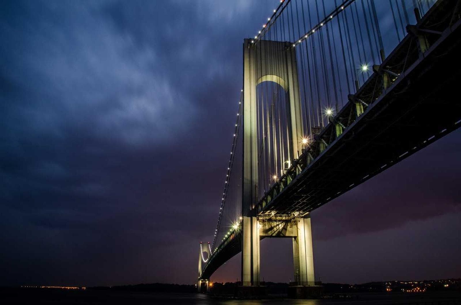 Suspension bridge at night