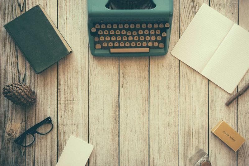 Typewriter on wood