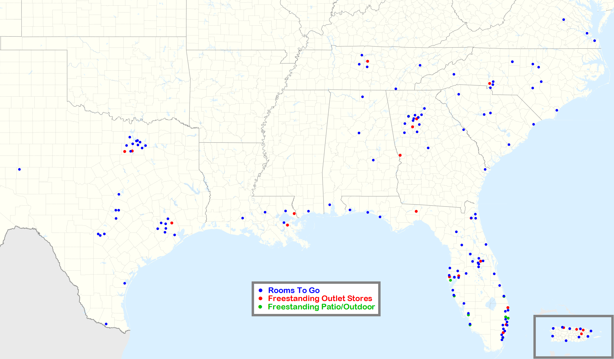 Rooms To Go footprint map 2021-01
