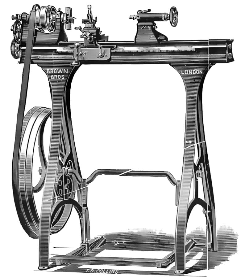 Screw cutting treadle lathe (Brown bros 1912)