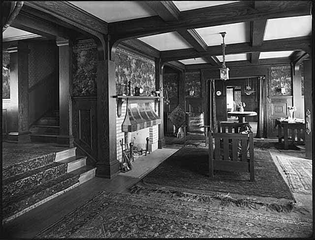 Rolland H Denny residence living room, Seattle, ca 1912 (MOHAI 1180)