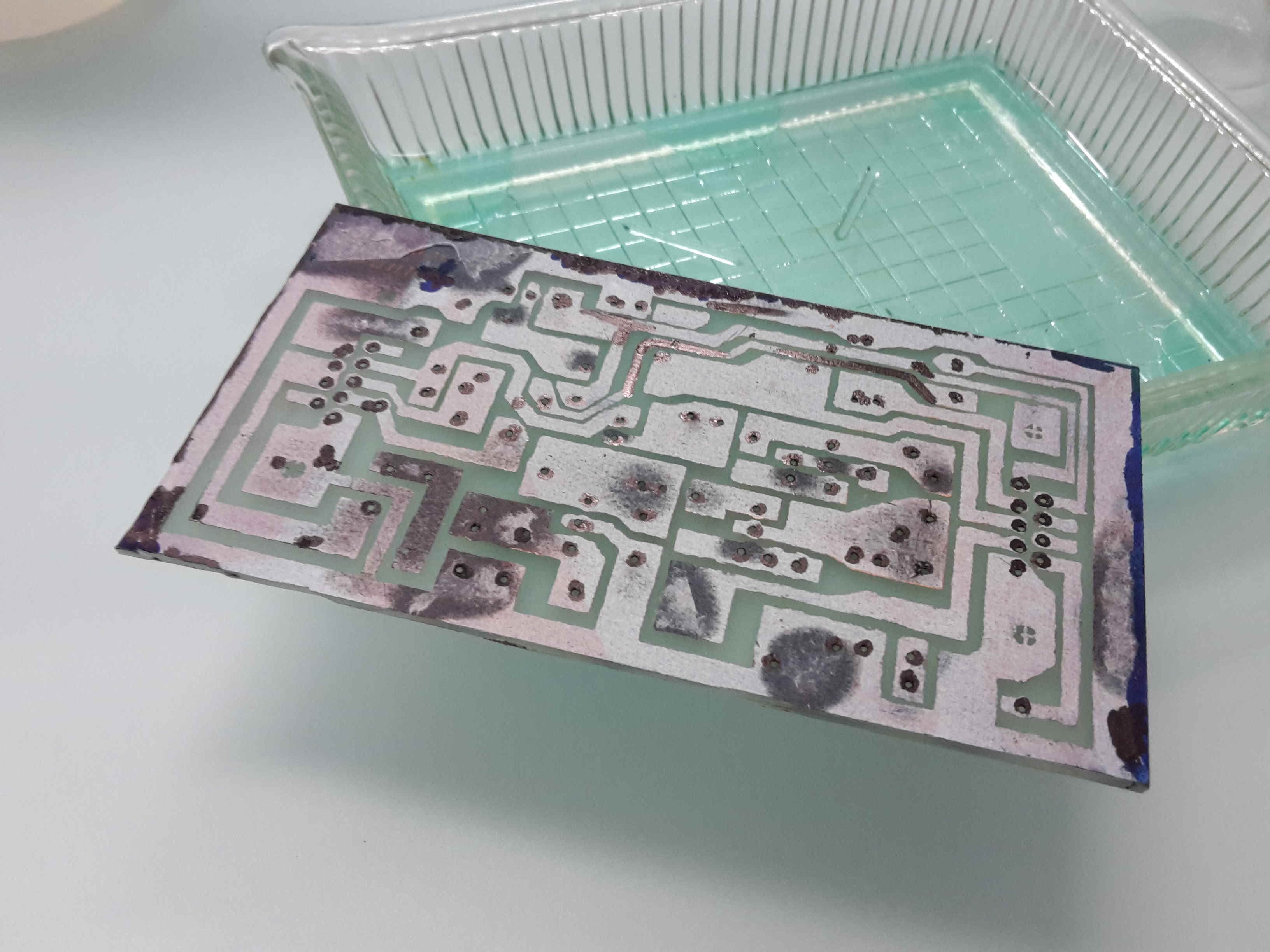 Circuit board after manual etching