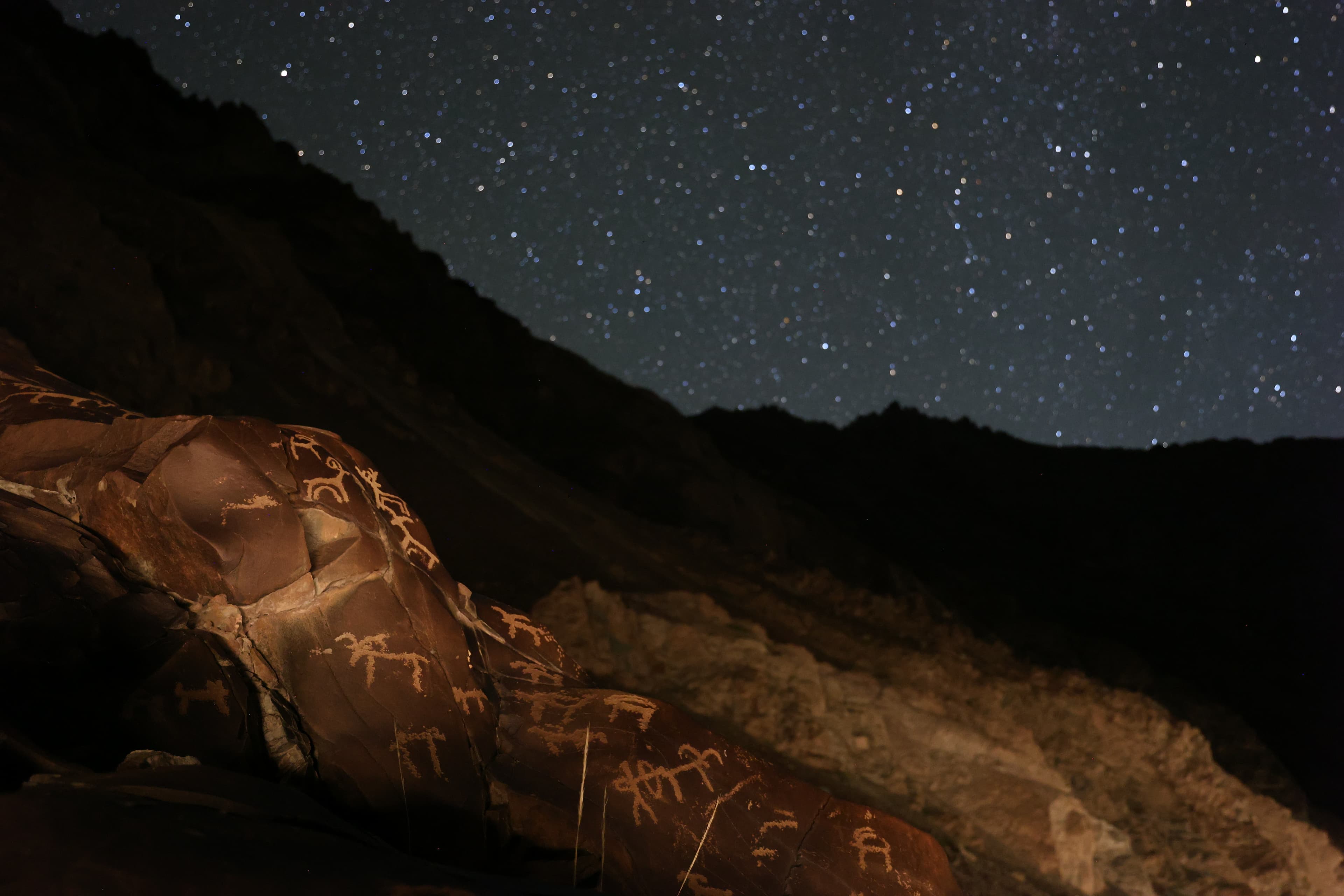 Rock Art under night sky