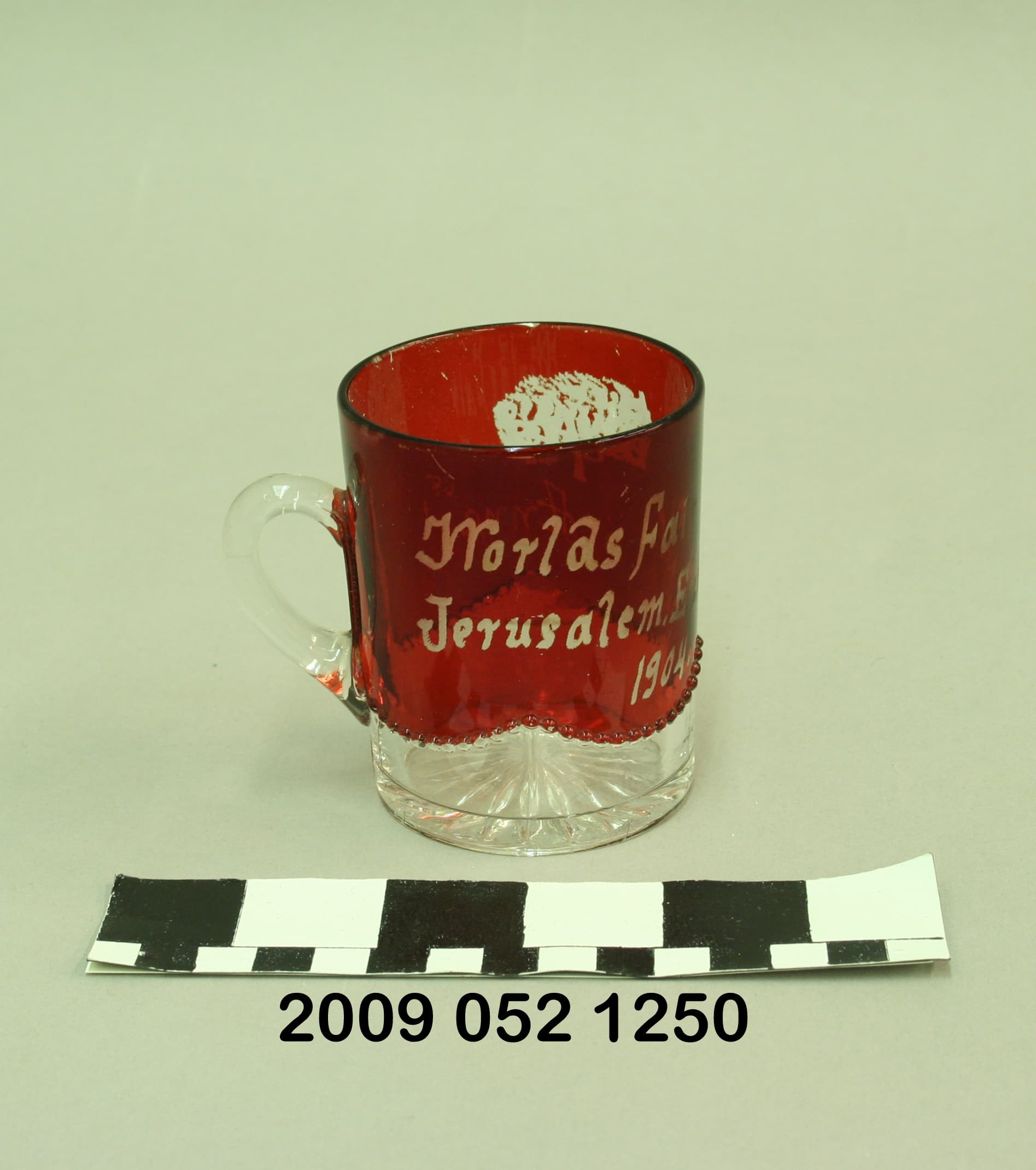 Ruby Stained Mug With Bead Swag Pattern Personalized to Anna
