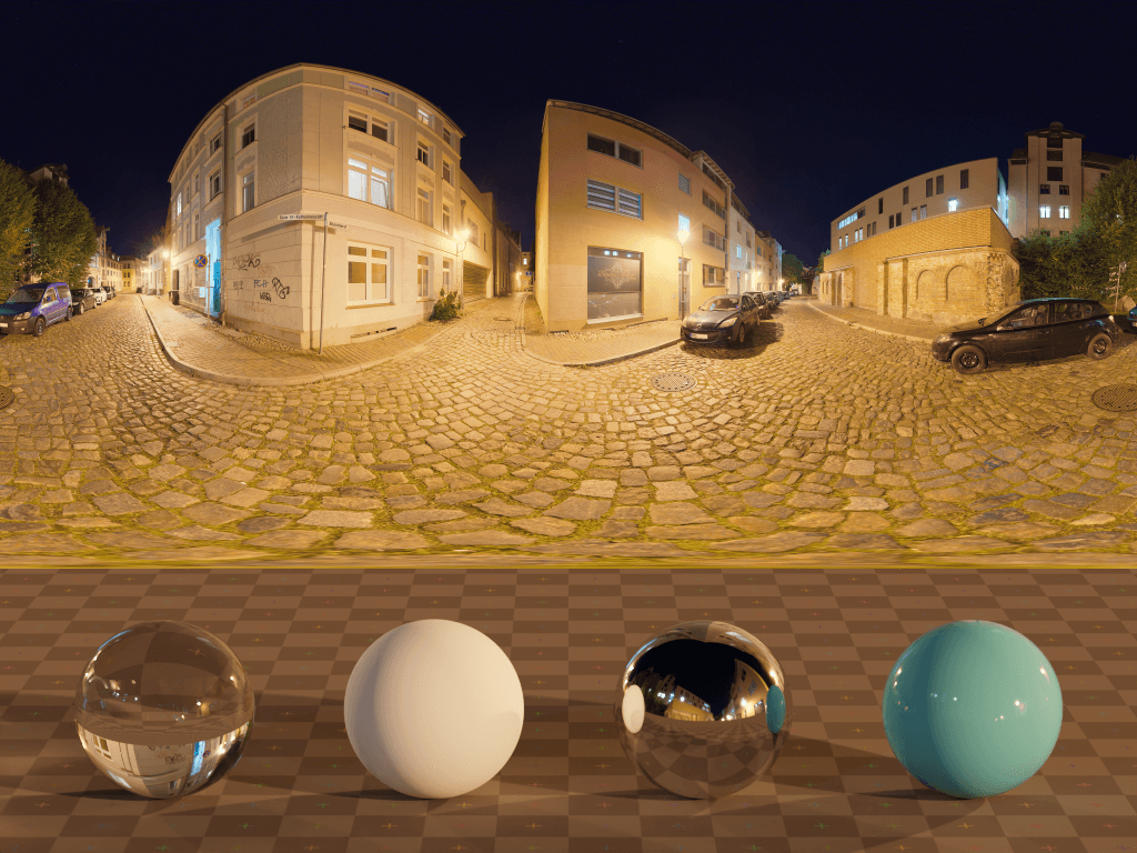 Cobblestone, street, night