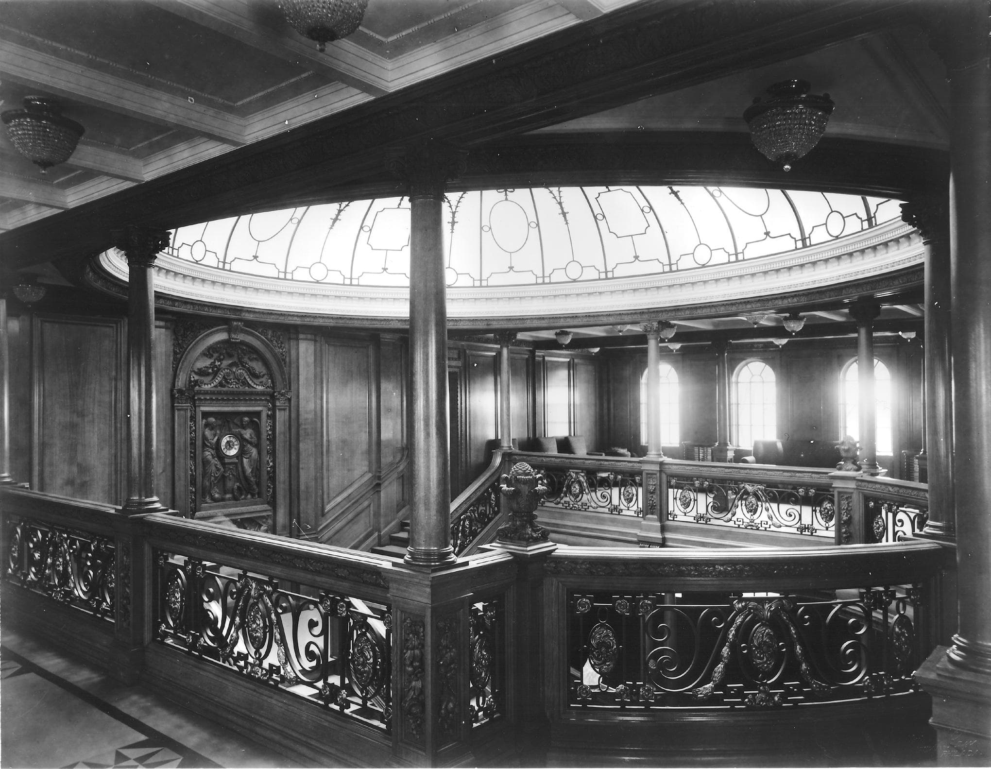Olympic's 1st Class Grand Staircase Boat Deck Level