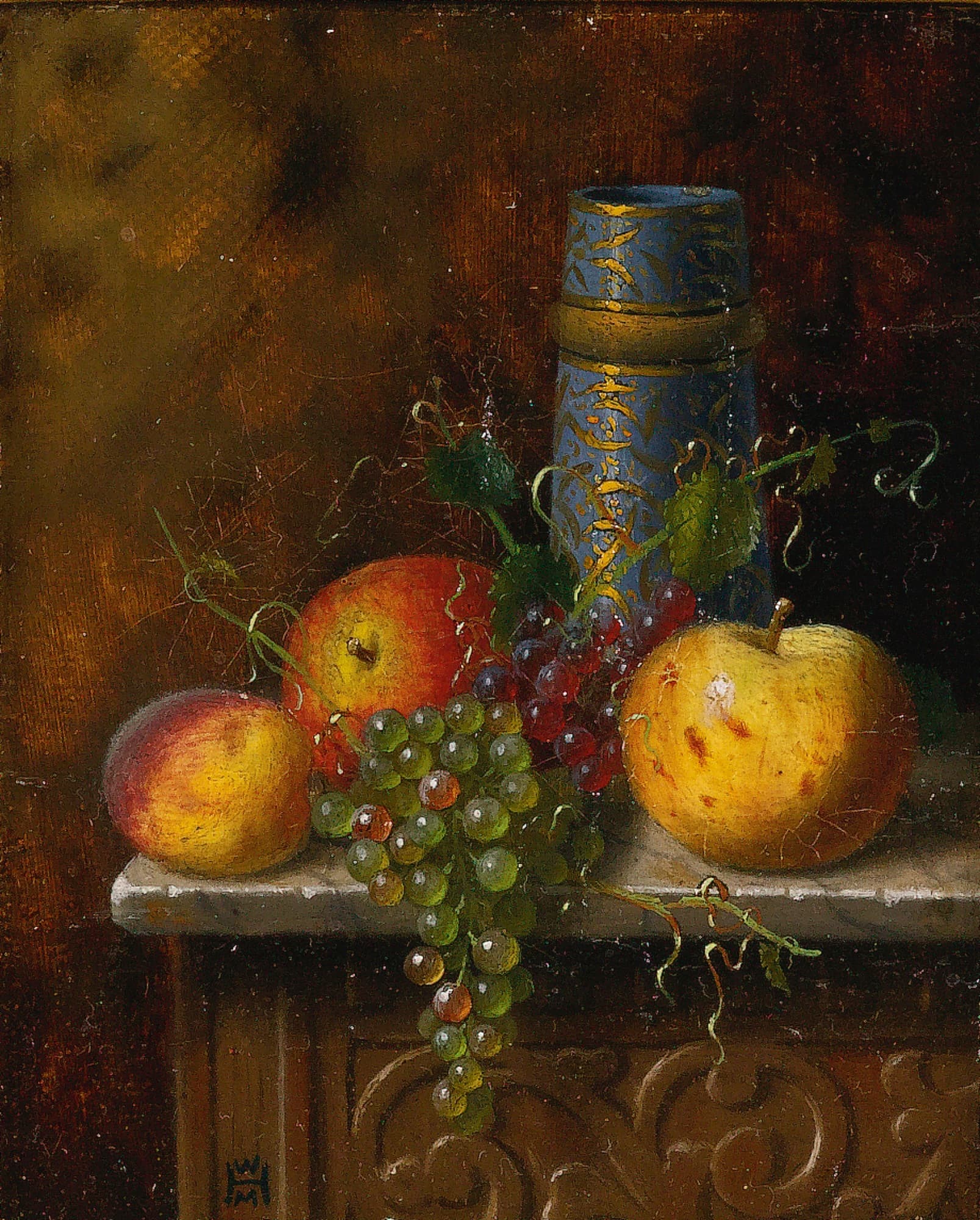 Still Life with Fruit and Vase by William Michael Harnett