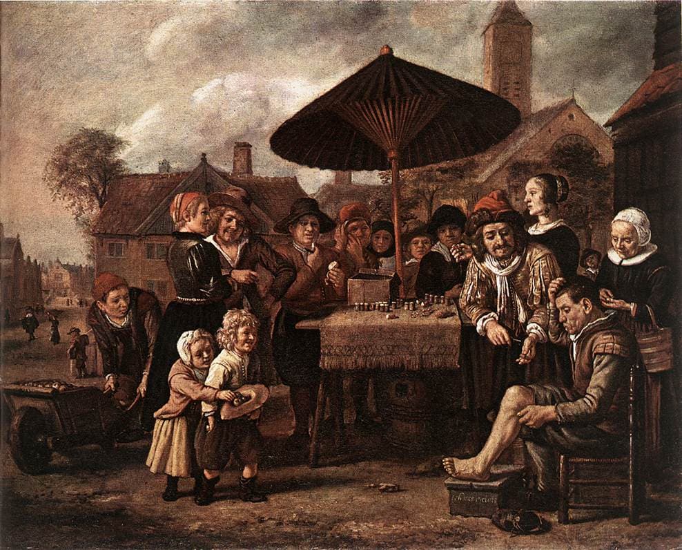 Jan Victors - Market Scene with a Quack at his Stall - WGA25064