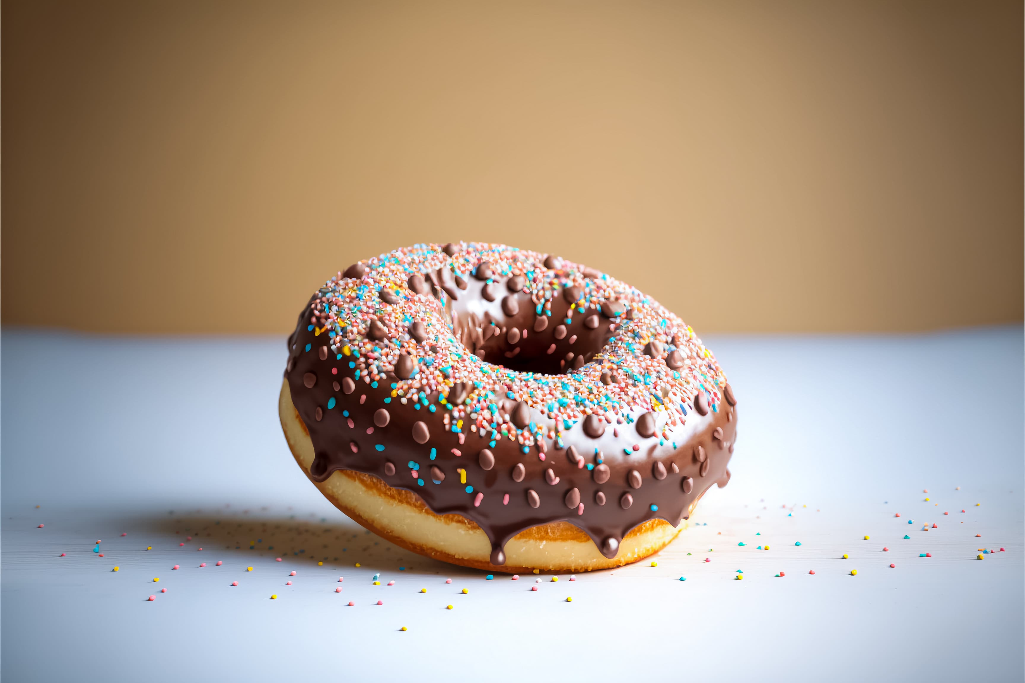 Chocolate Donut With Sprinkles on it