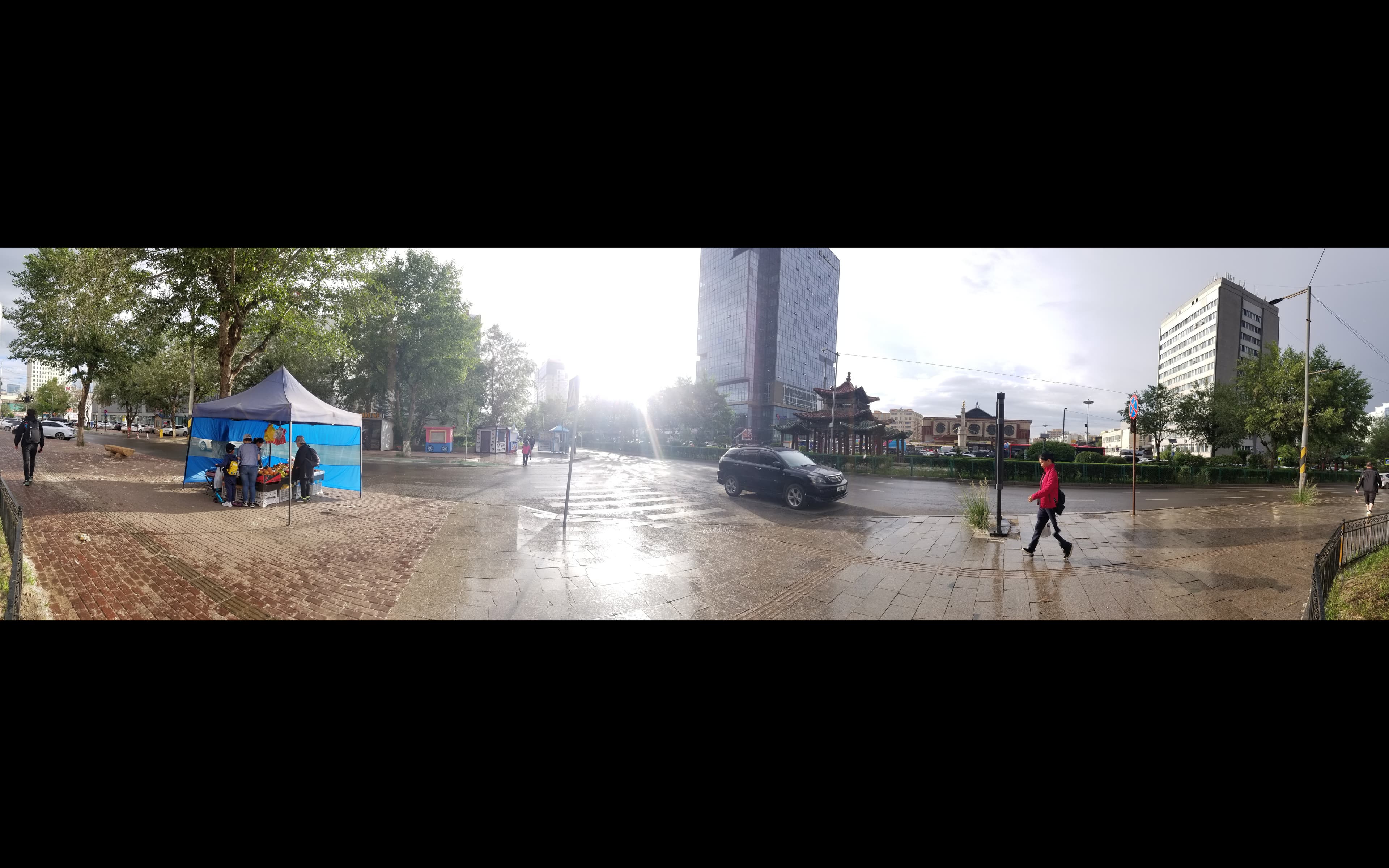 Street view with fruit vendor in Mongolia