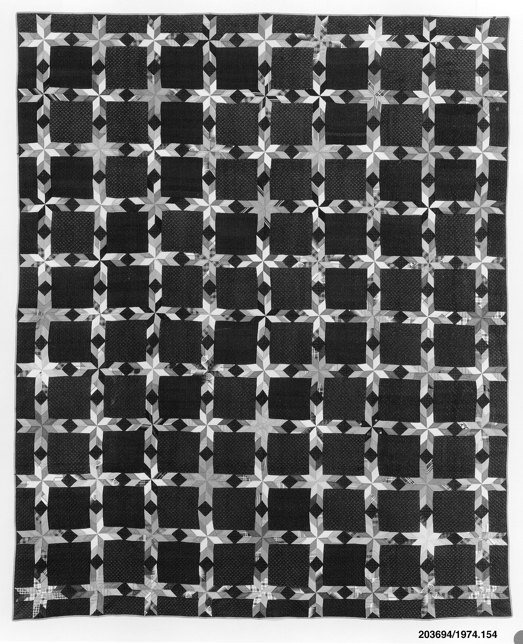 Quilt, Star of Lemoyne pattern variation MET 203694
