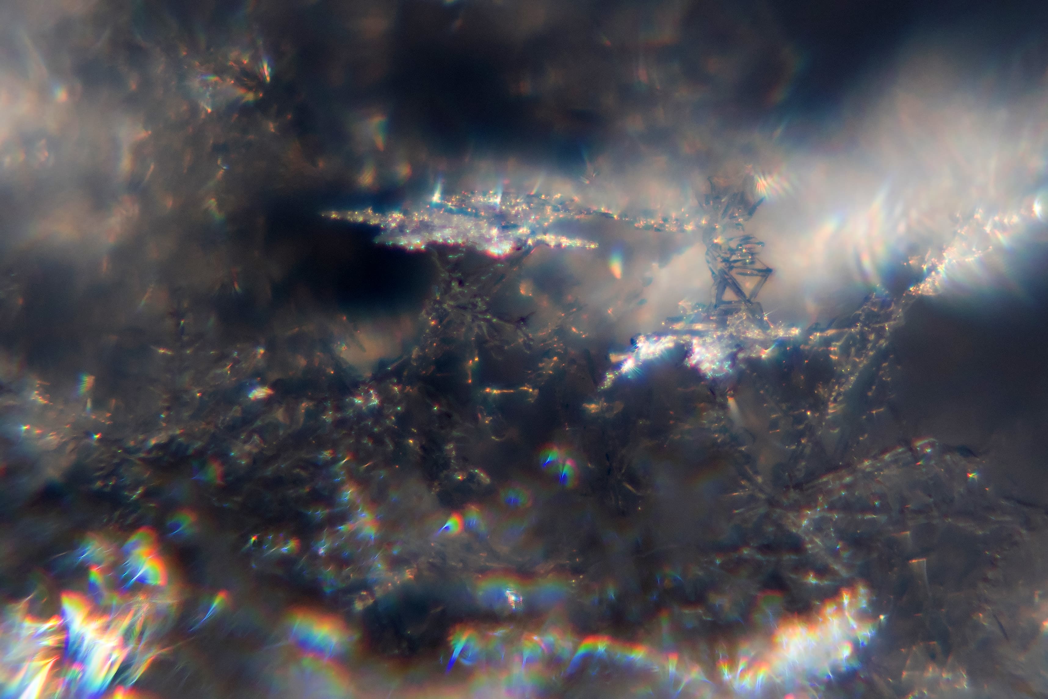 Close, snow, crystals