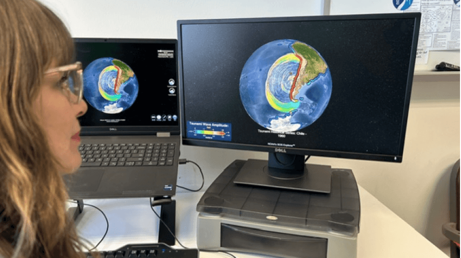 NOAA's SOS Explorer application on computer monitors