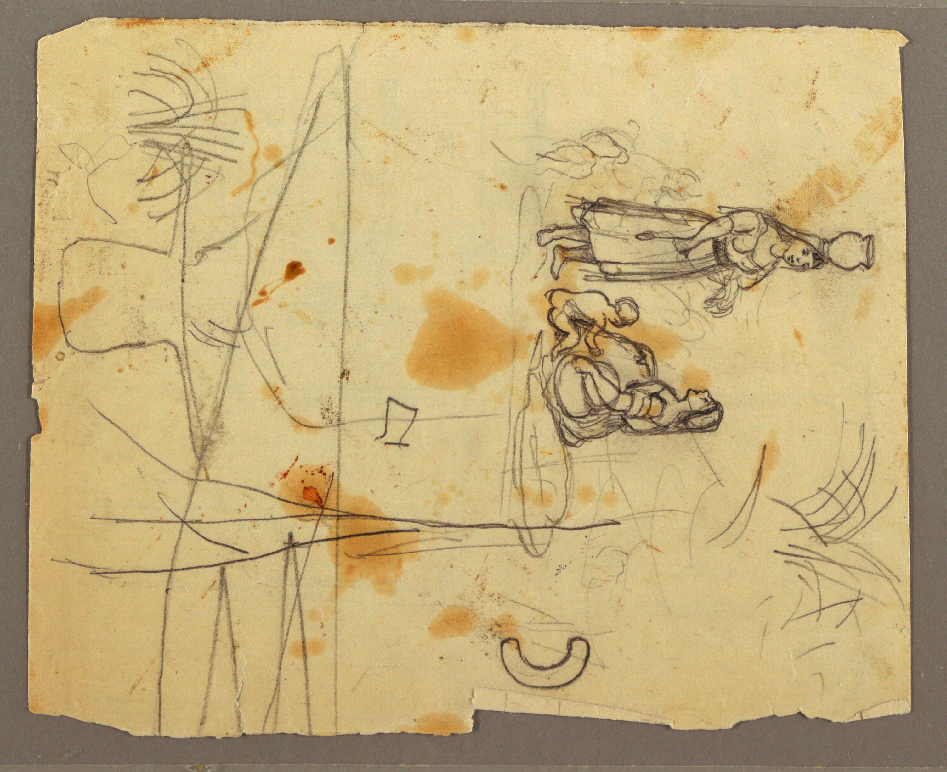 Drawing, Figure Sketches; Verso- Bookcase, 1853 (CH 18195267)